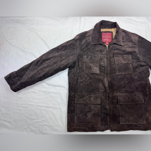 Eddie Bauer + Seattle Suede Edition Jacket Gold Quilt Insulation Washable Zip XL - Picture 5 of 16